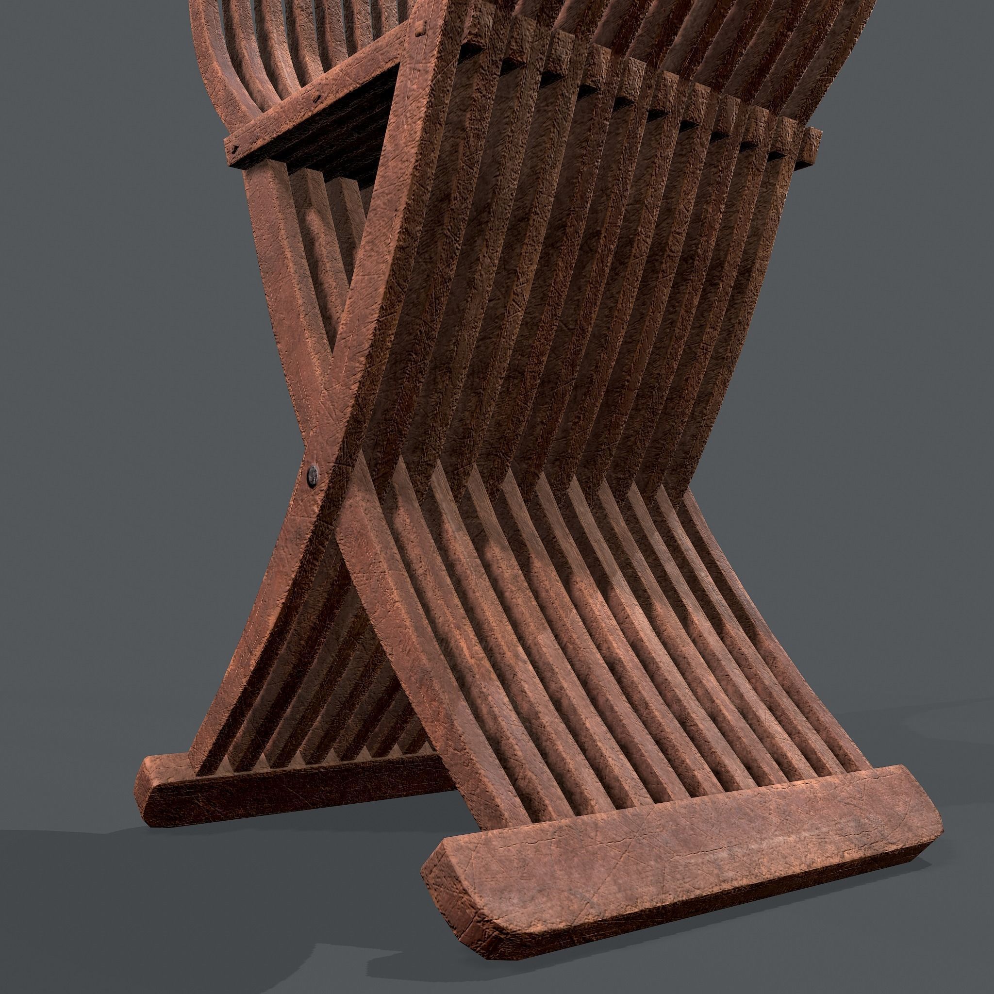 Medieval Folding Chair Low-poly 3D model_18