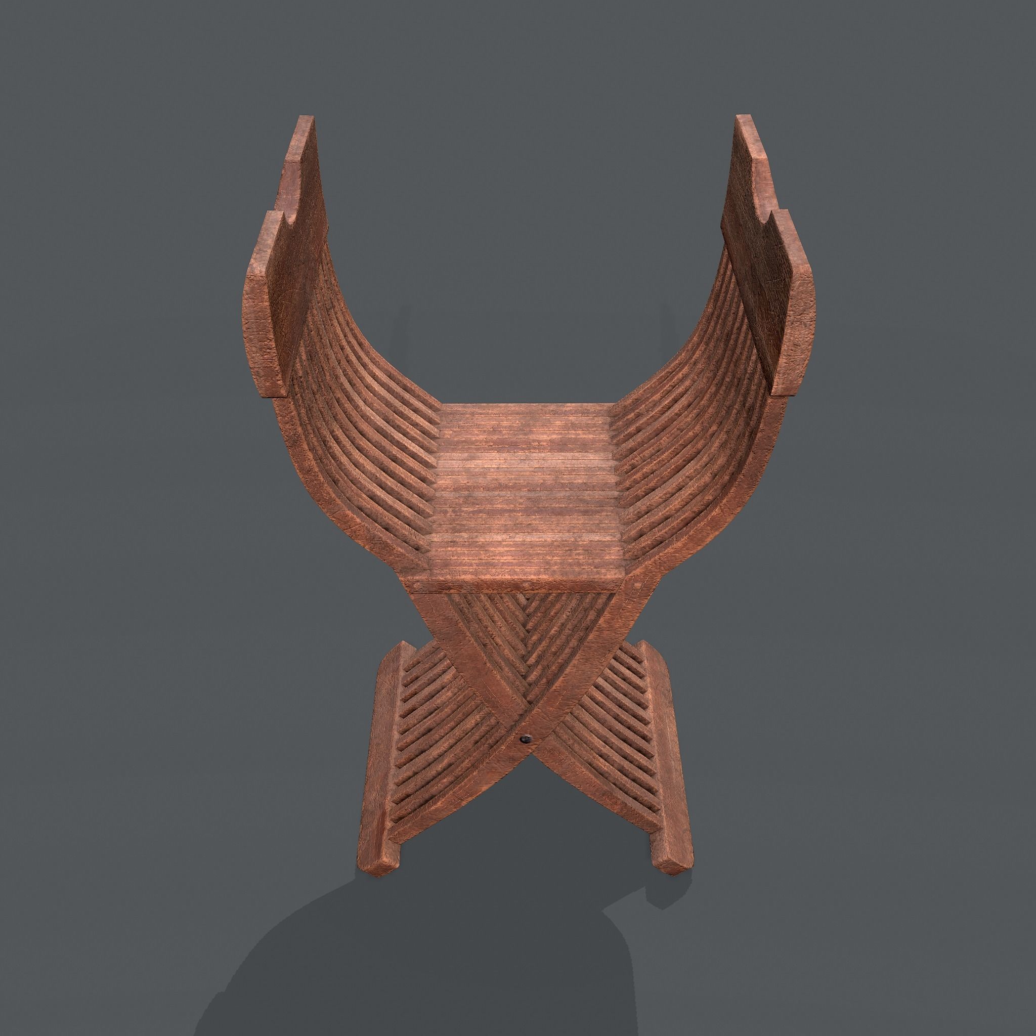 Medieval Folding Chair Low-poly 3D model_5