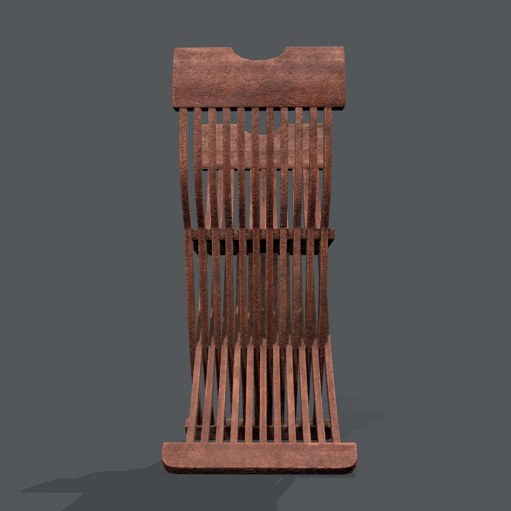 Medieval Folding Chair Low-poly 3D model_21