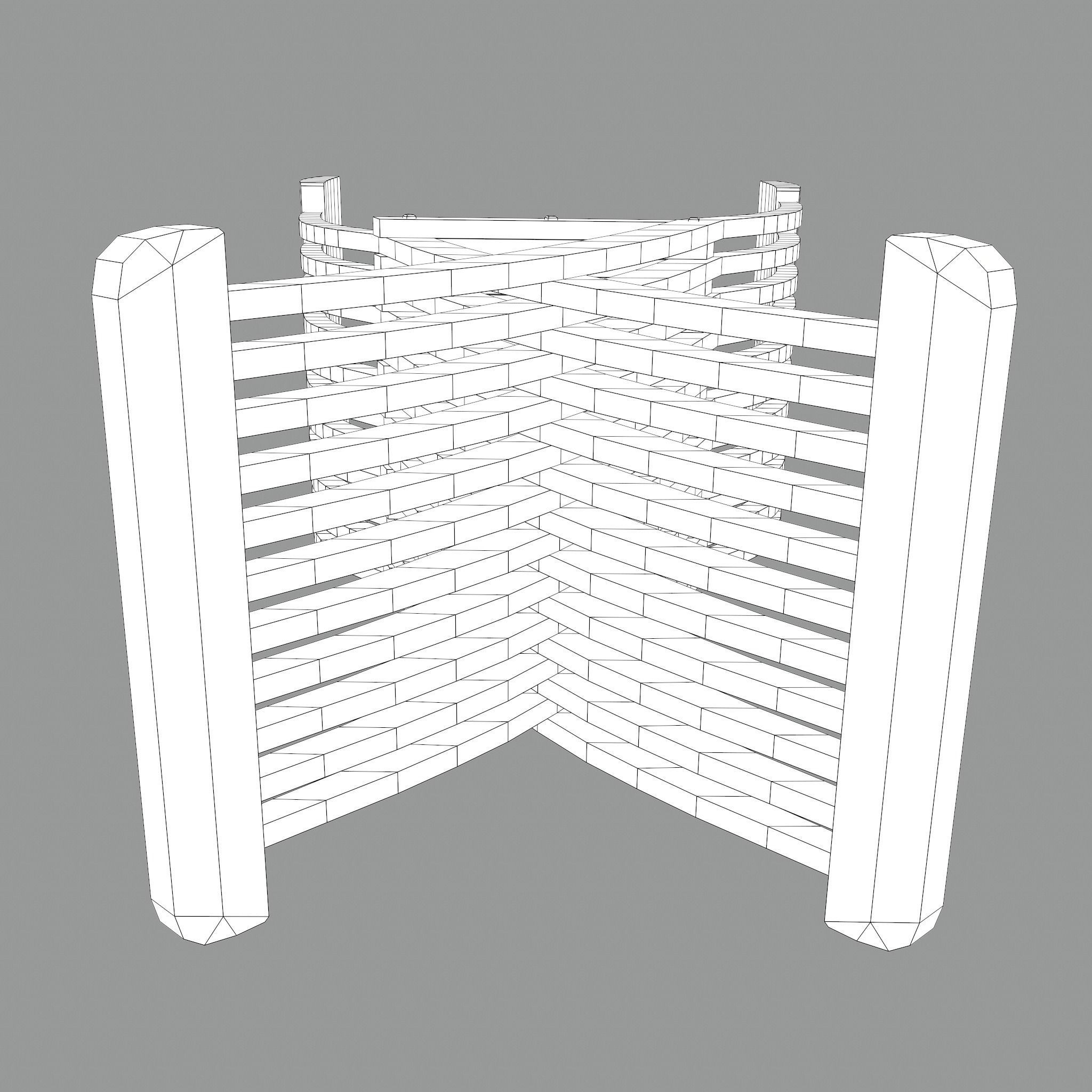 Medieval Folding Chair Low-poly 3D model_32