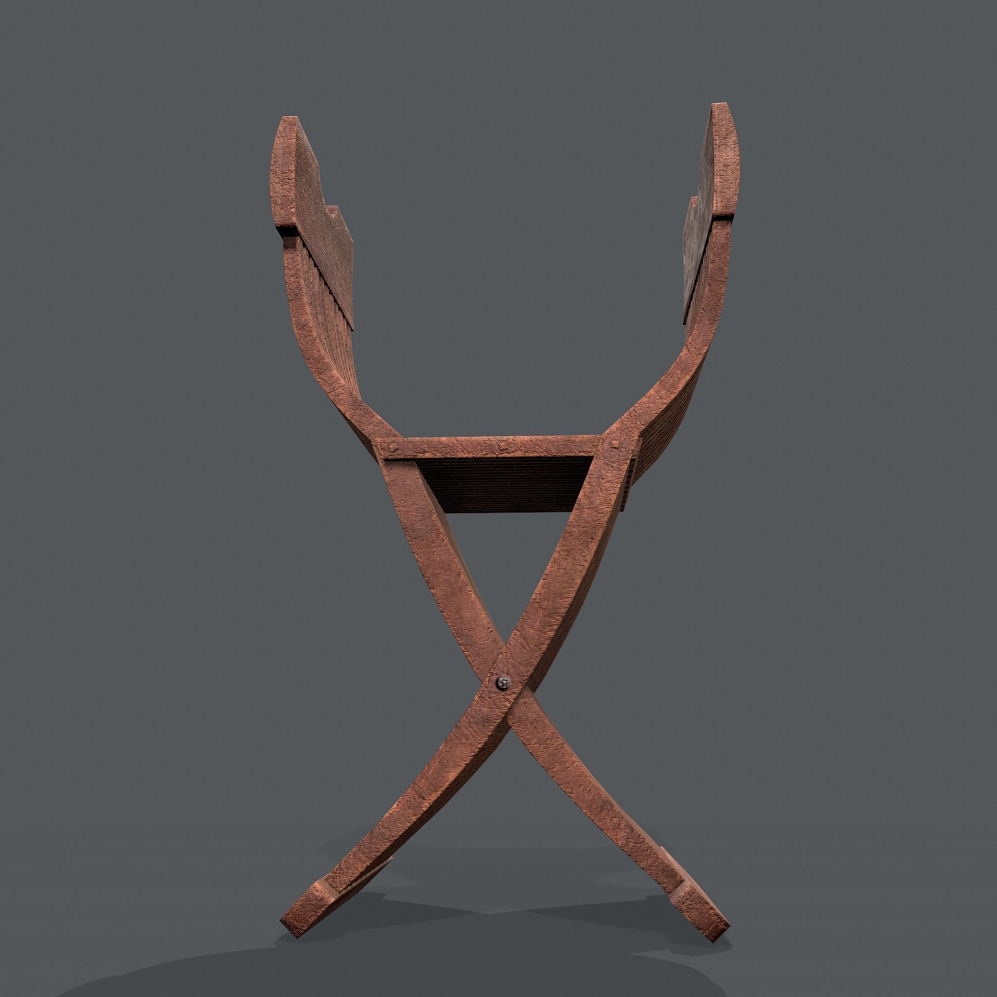 Medieval Folding Chair Low-poly 3D model_12