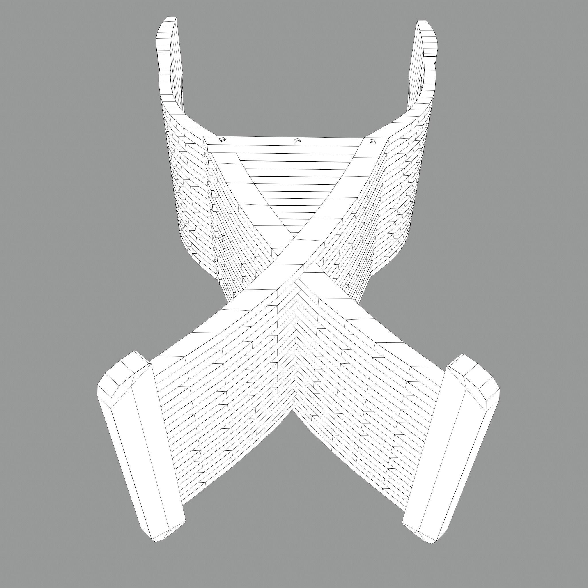 Medieval Folding Chair Low-poly 3D model_35