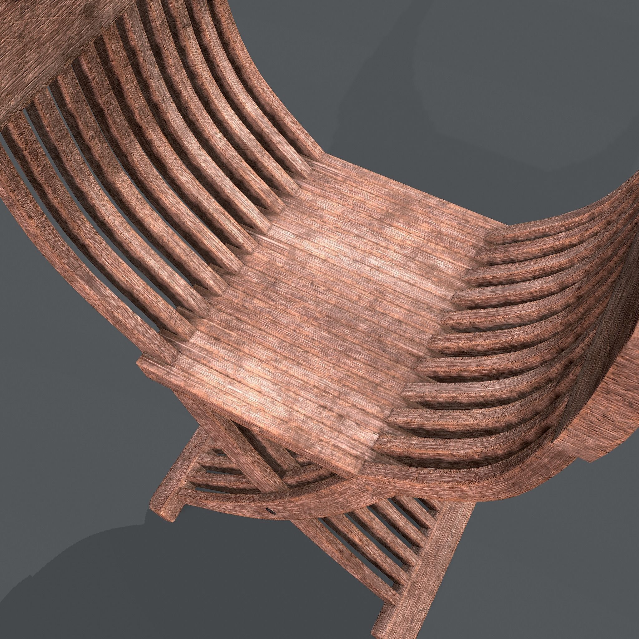 Medieval Folding Chair Low-poly 3D model_15