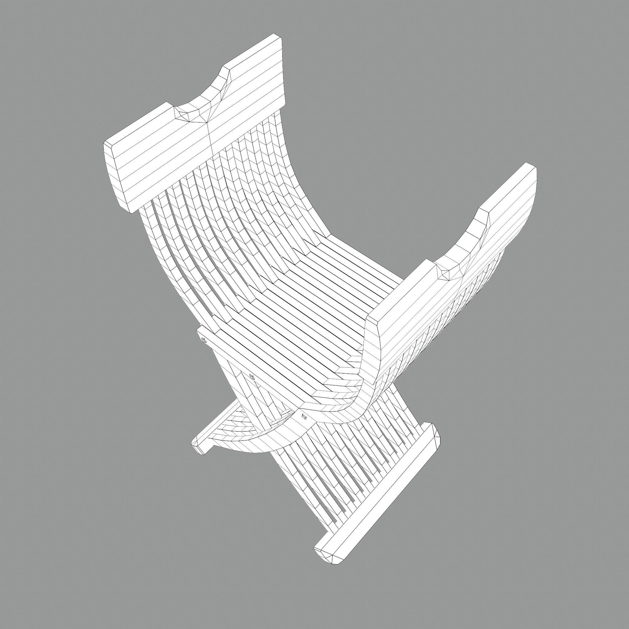 Medieval Folding Chair Low-poly 3D model_36