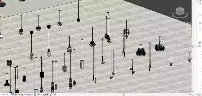 100 family revit  beautiful lights 3D model