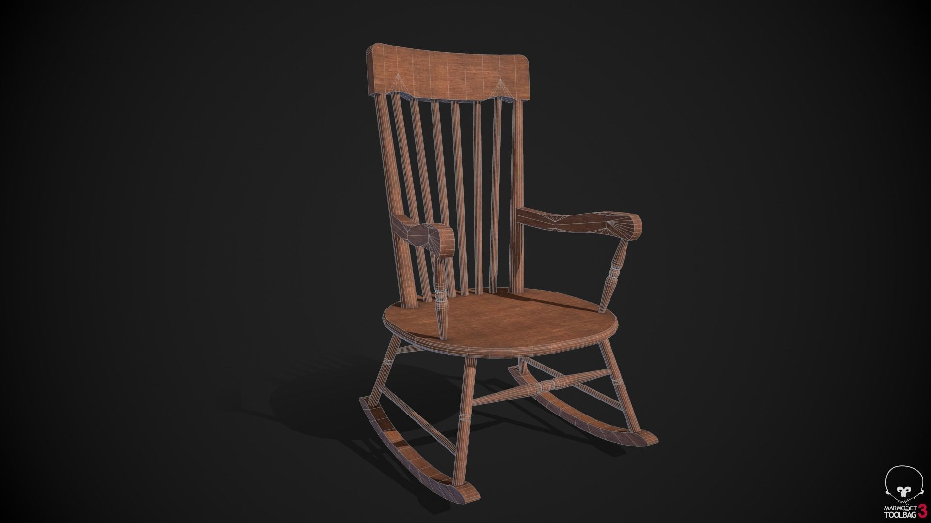 Rocking Chair Low-poly 3D model_7