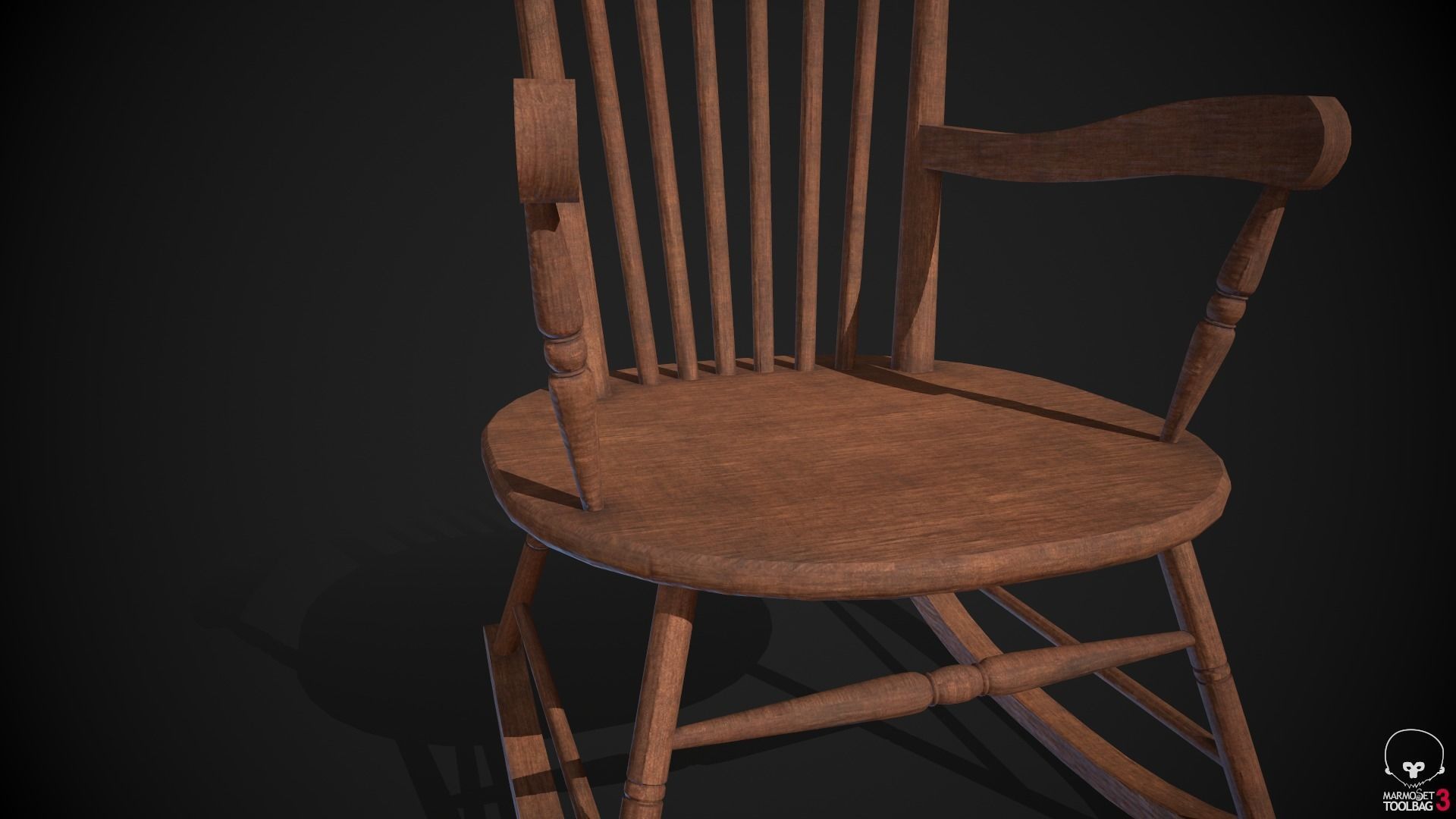 Rocking Chair Low-poly 3D model_6