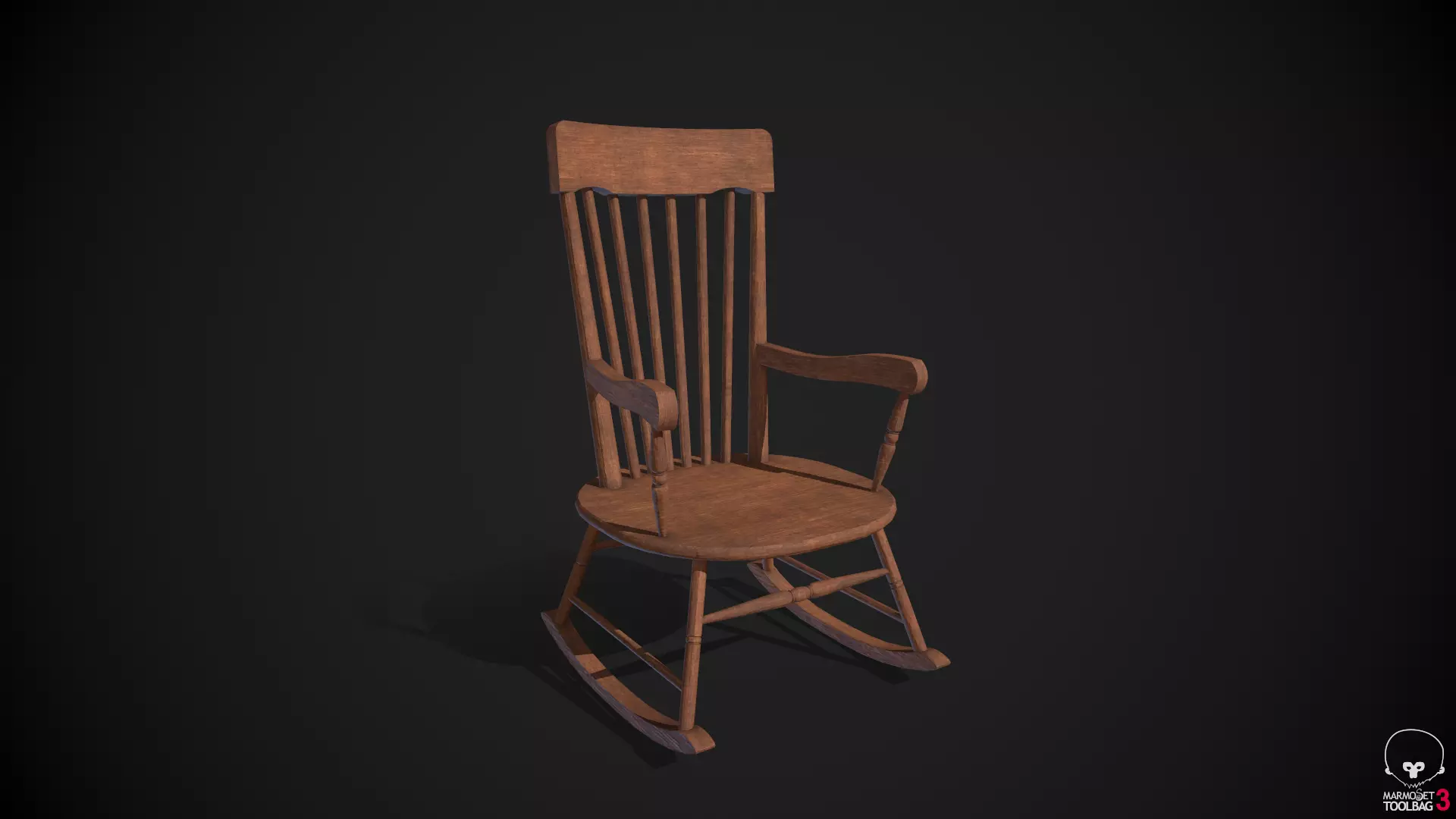 Rocking Chair Low-poly 3D model_0