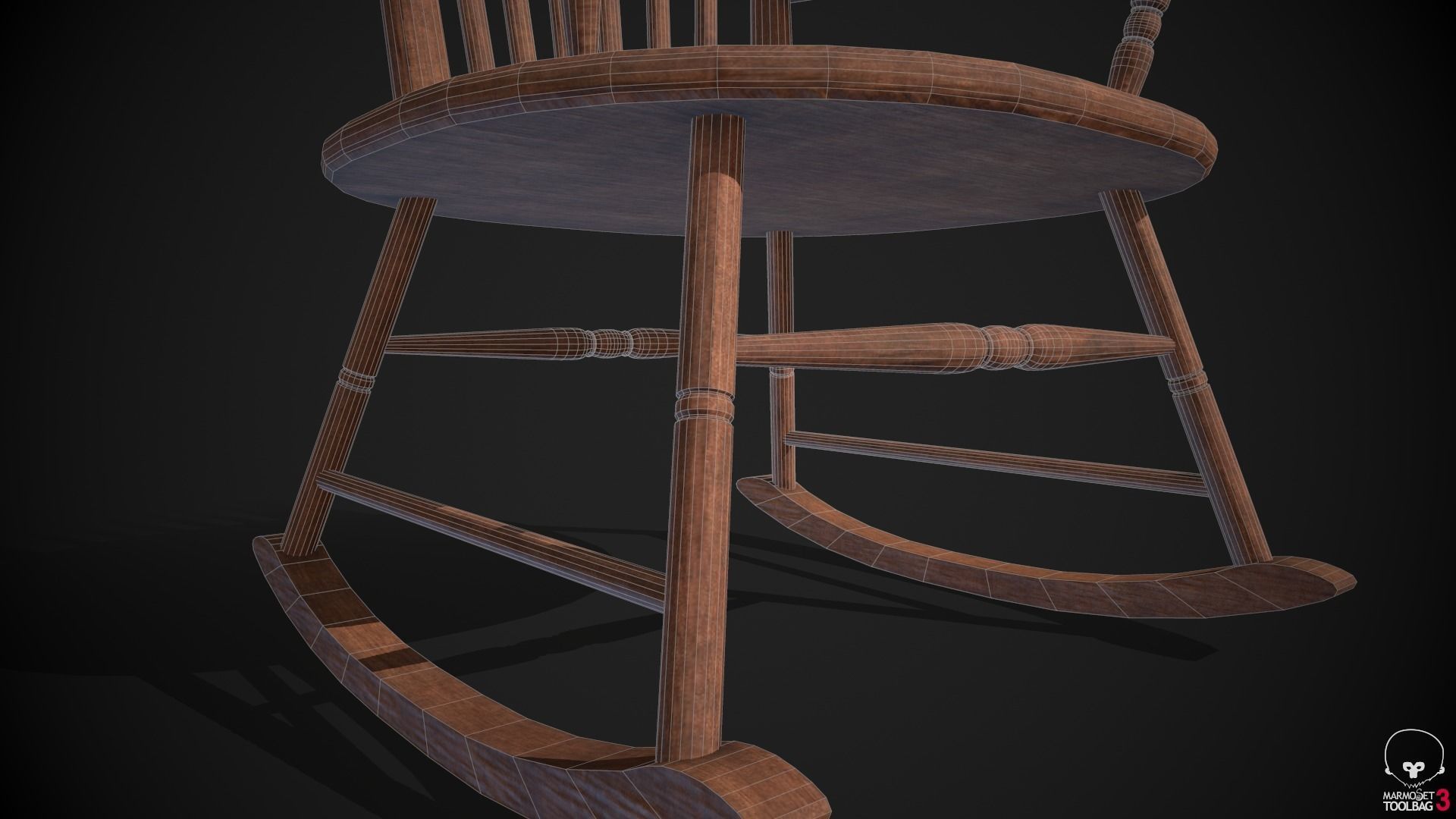 Rocking Chair Low-poly 3D model_8