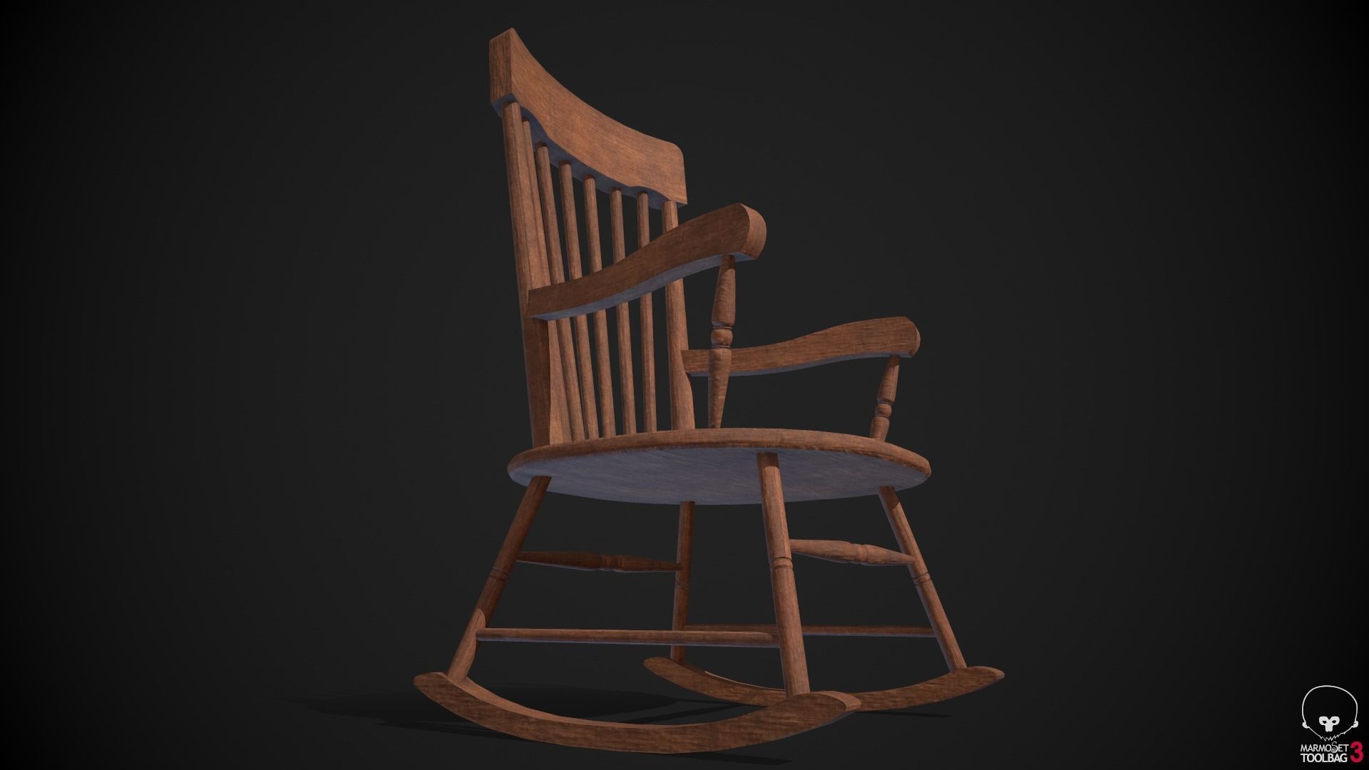 Rocking Chair Low-poly 3D model_5