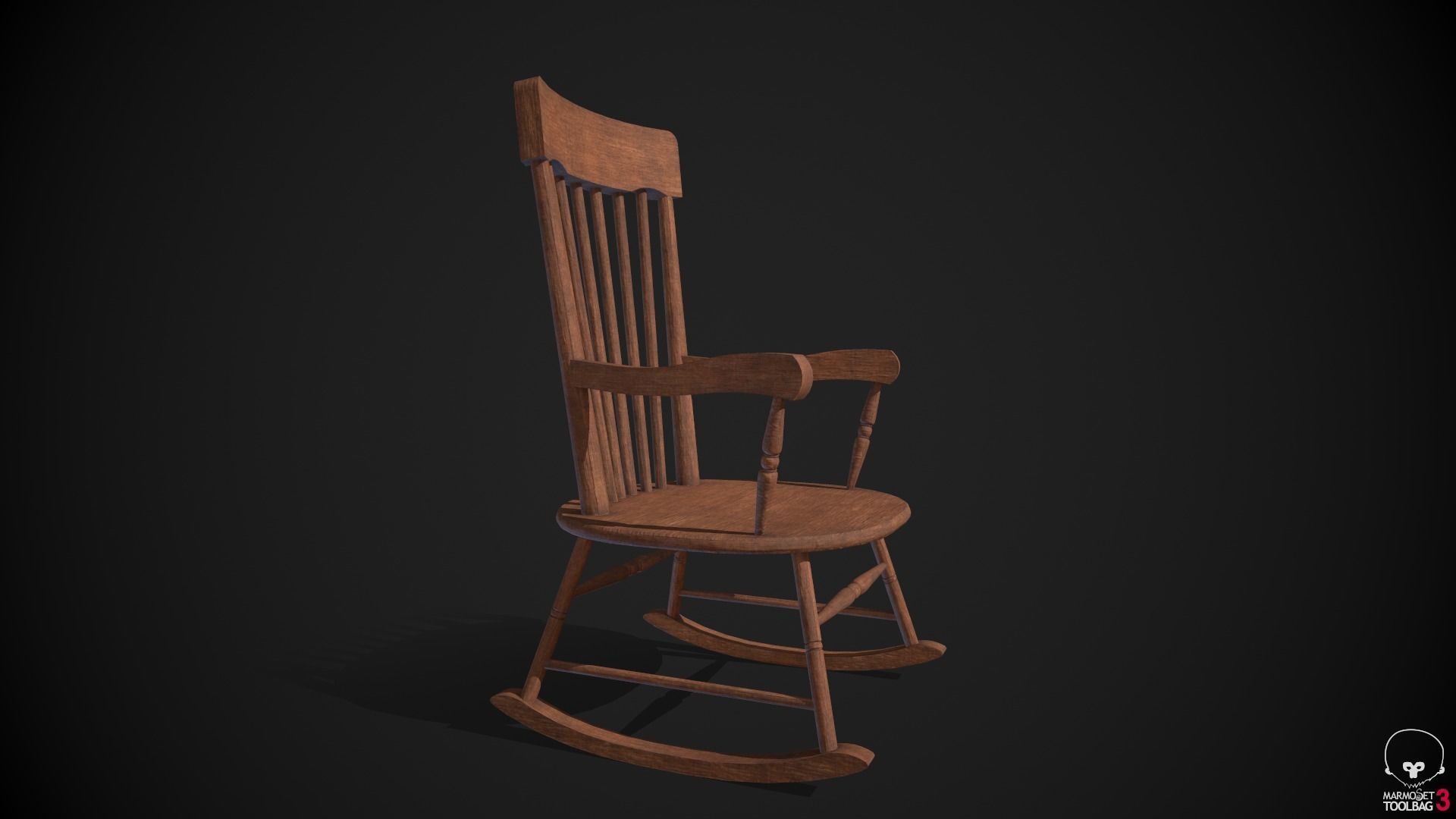Rocking Chair Low-poly 3D model_2