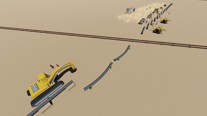 pipe construction simulator Low-poly 3D model