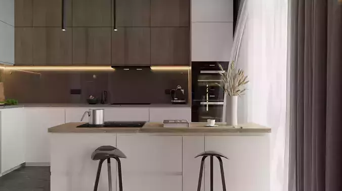 KITCHEN modern with cabinets and wooden counter tops