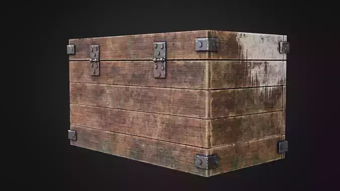 Wooden Loot Box Low-poly 3D model