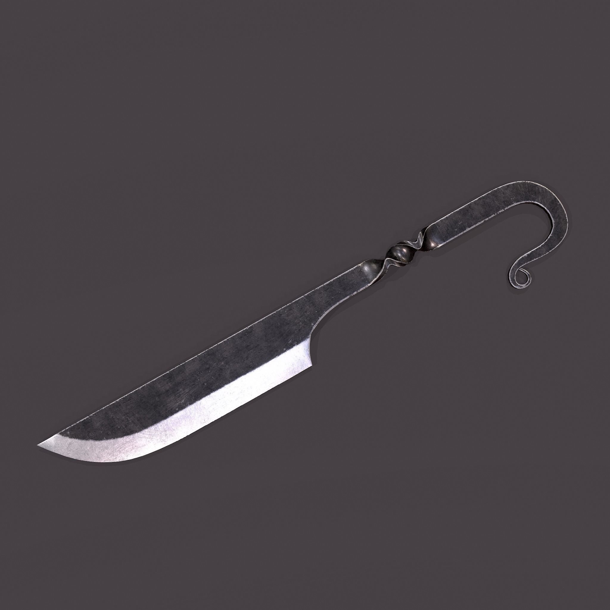 Medieval Filleting Knife  Low-poly 3D model_2