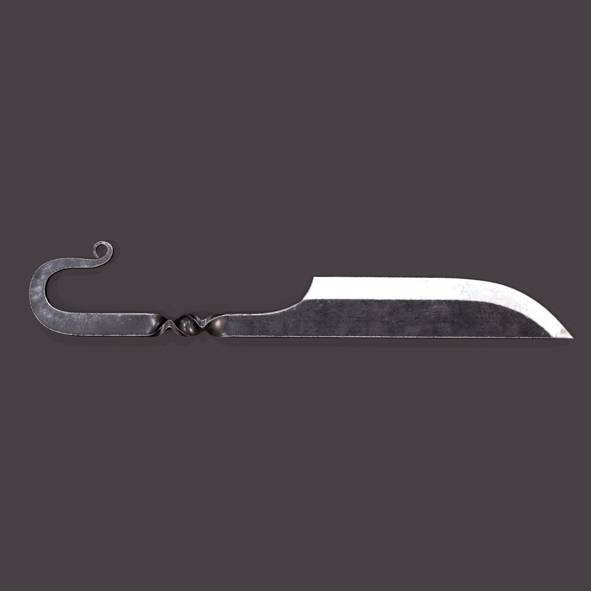 Medieval Filleting Knife  Low-poly 3D model_4