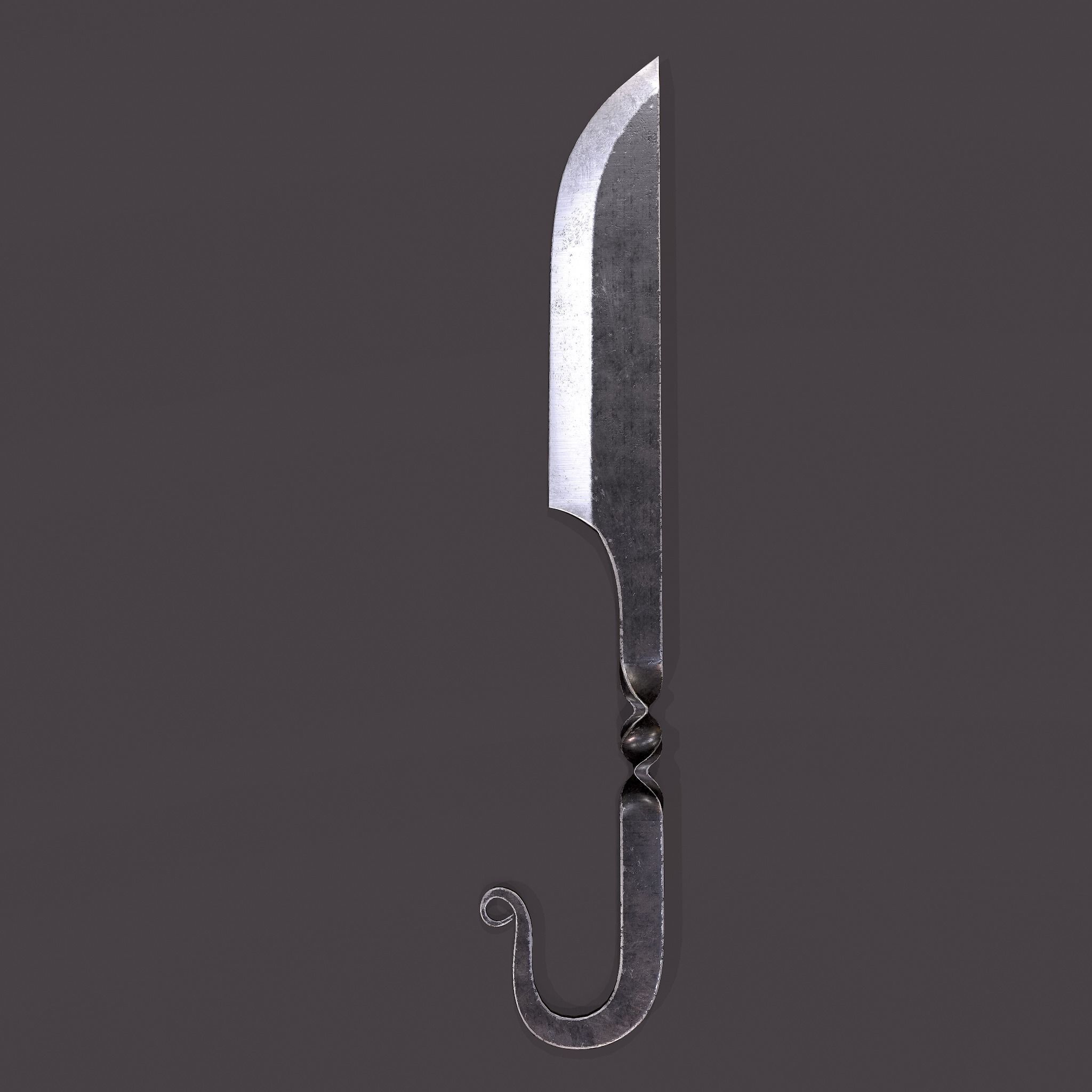 Medieval Filleting Knife  Low-poly 3D model_5