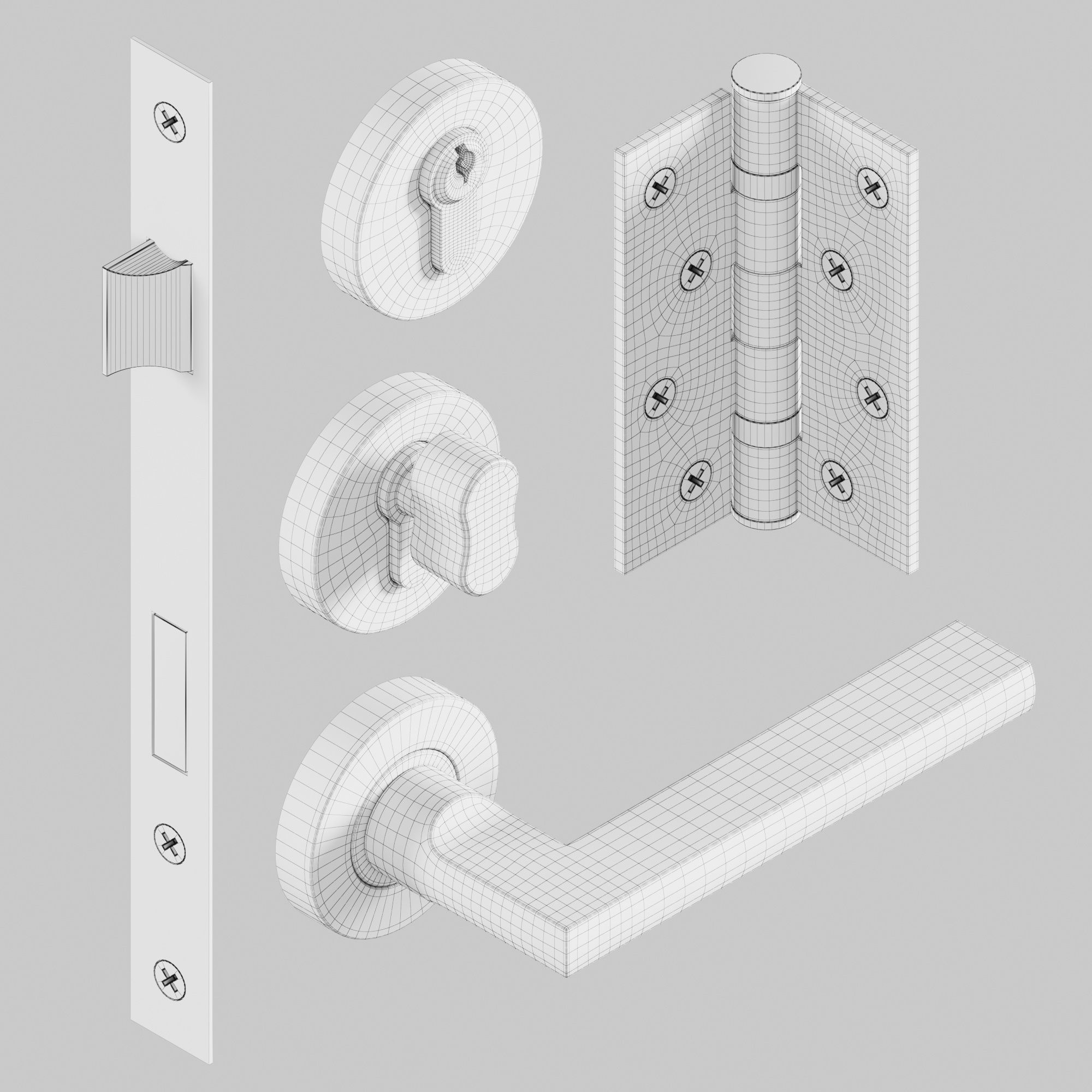 Door Hardware Set 3D model_4