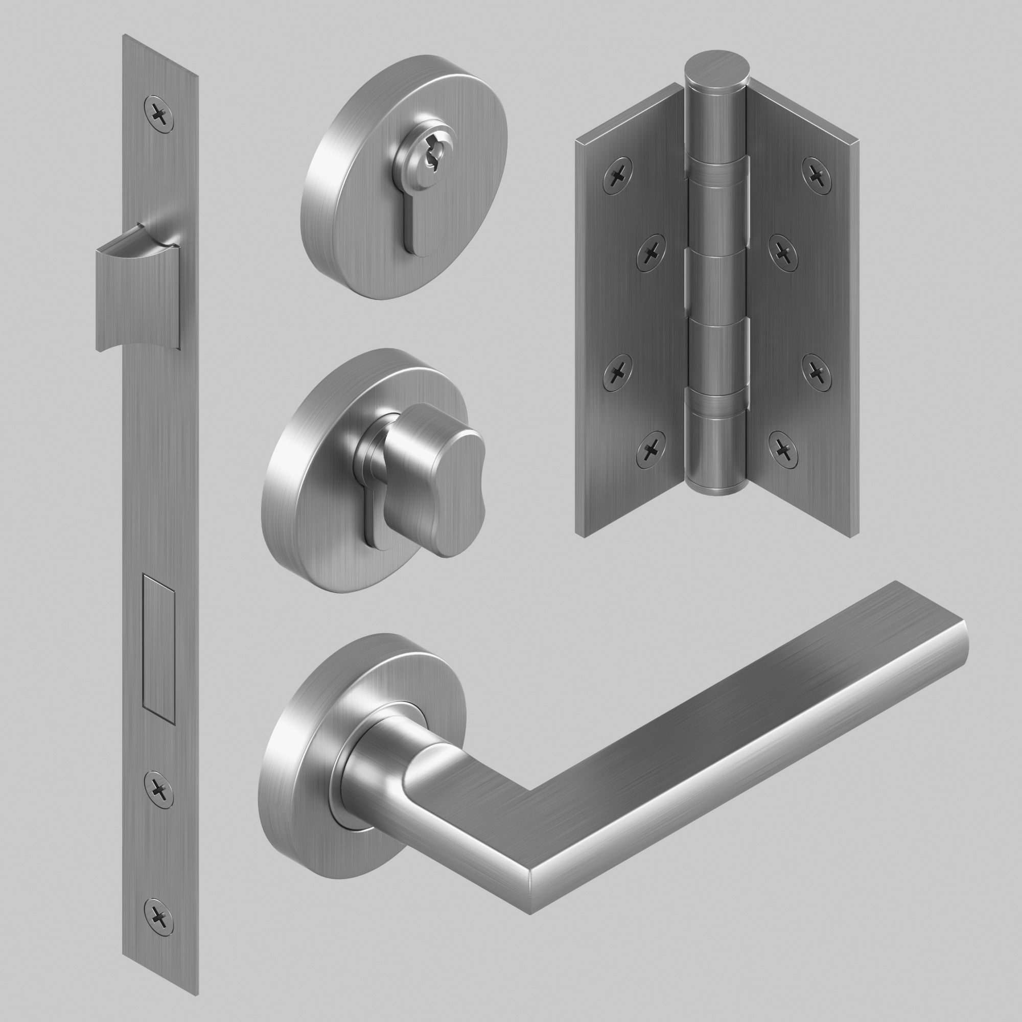 Door Hardware Set 3D model_3