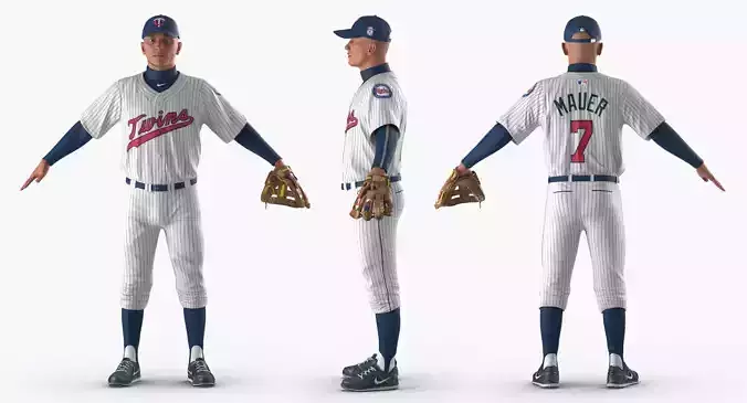 Baseball Player Rigged Twins 3D model