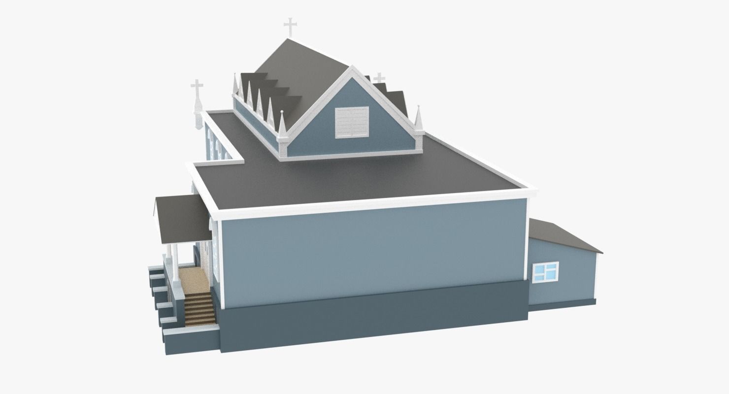 LowPoly Church 01 Low-poly 3D model_3
