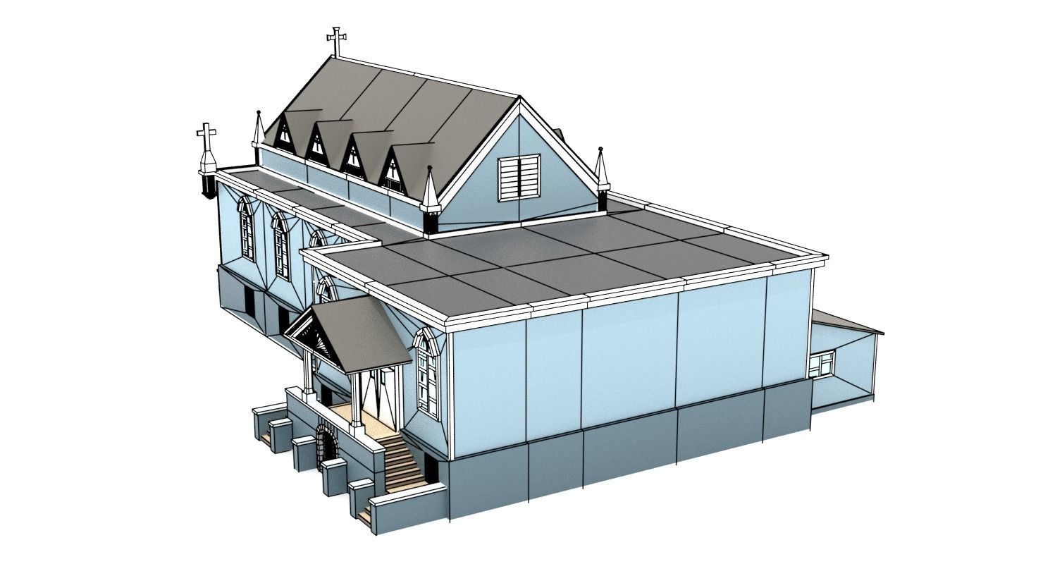LowPoly Church 01 Low-poly 3D model_8