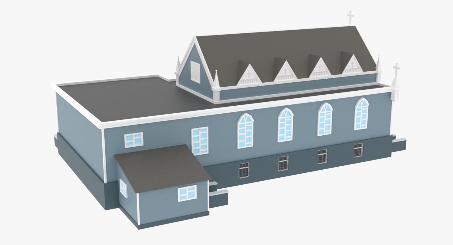 LowPoly Church 01 Low-poly 3D model_4
