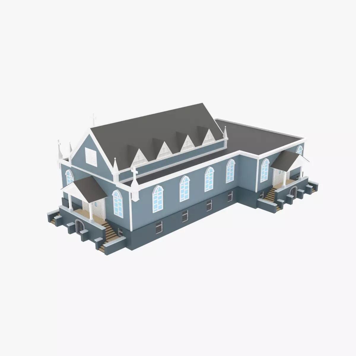 LowPoly Church 01 Low-poly 3D model_0