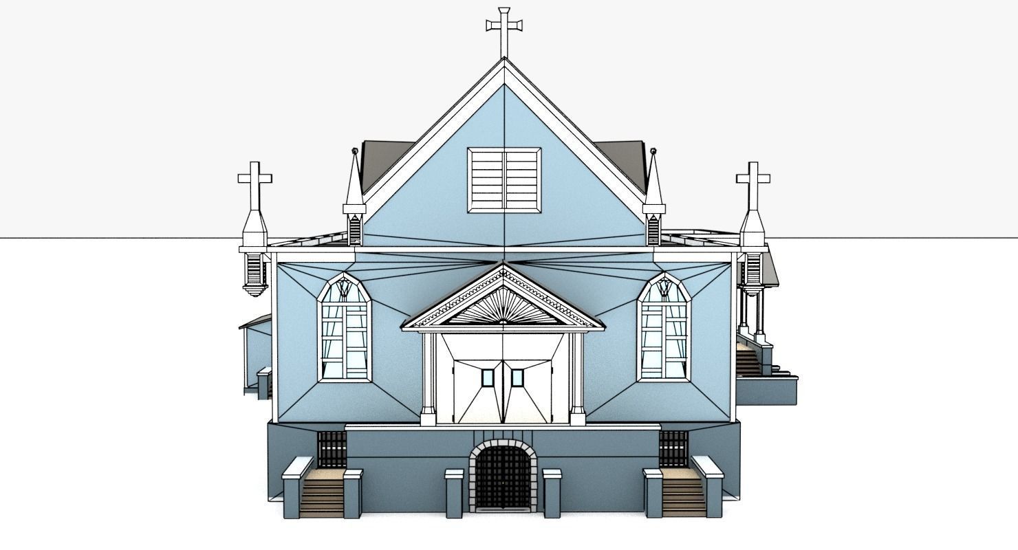 LowPoly Church 01 Low-poly 3D model_6
