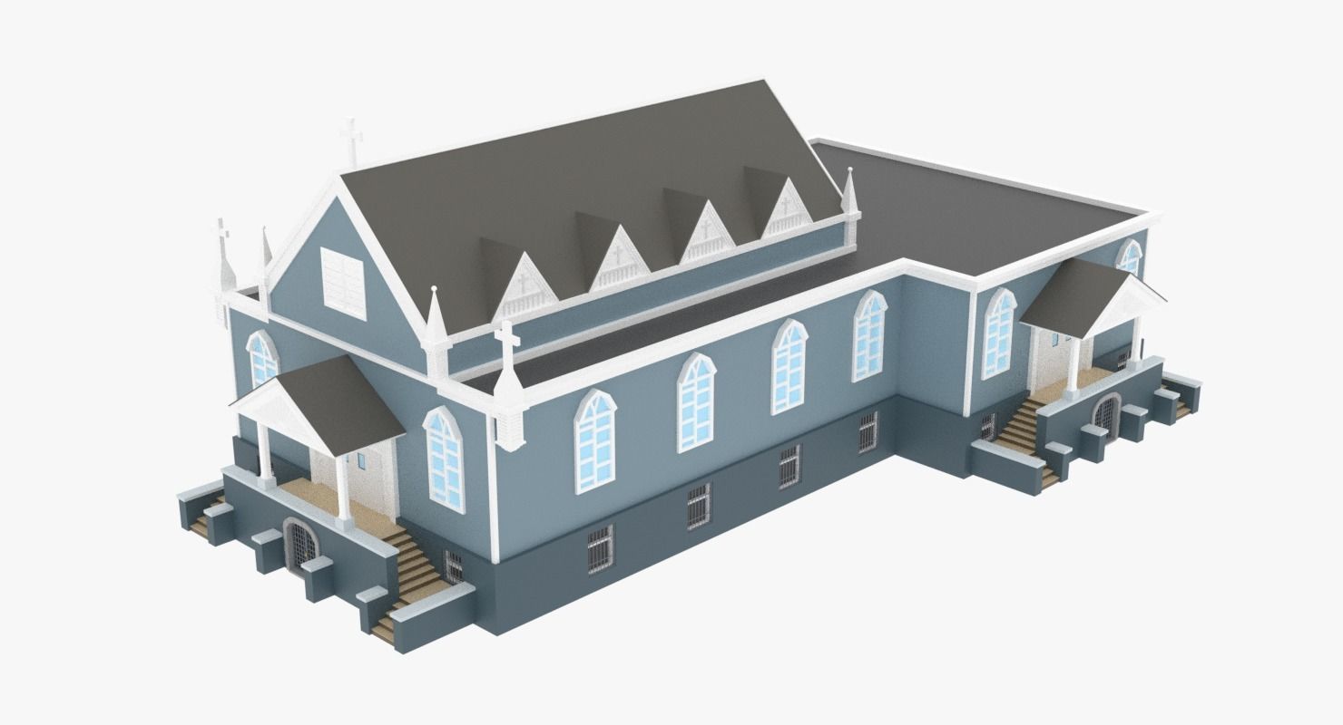 LowPoly Church 01 Low-poly 3D model_1