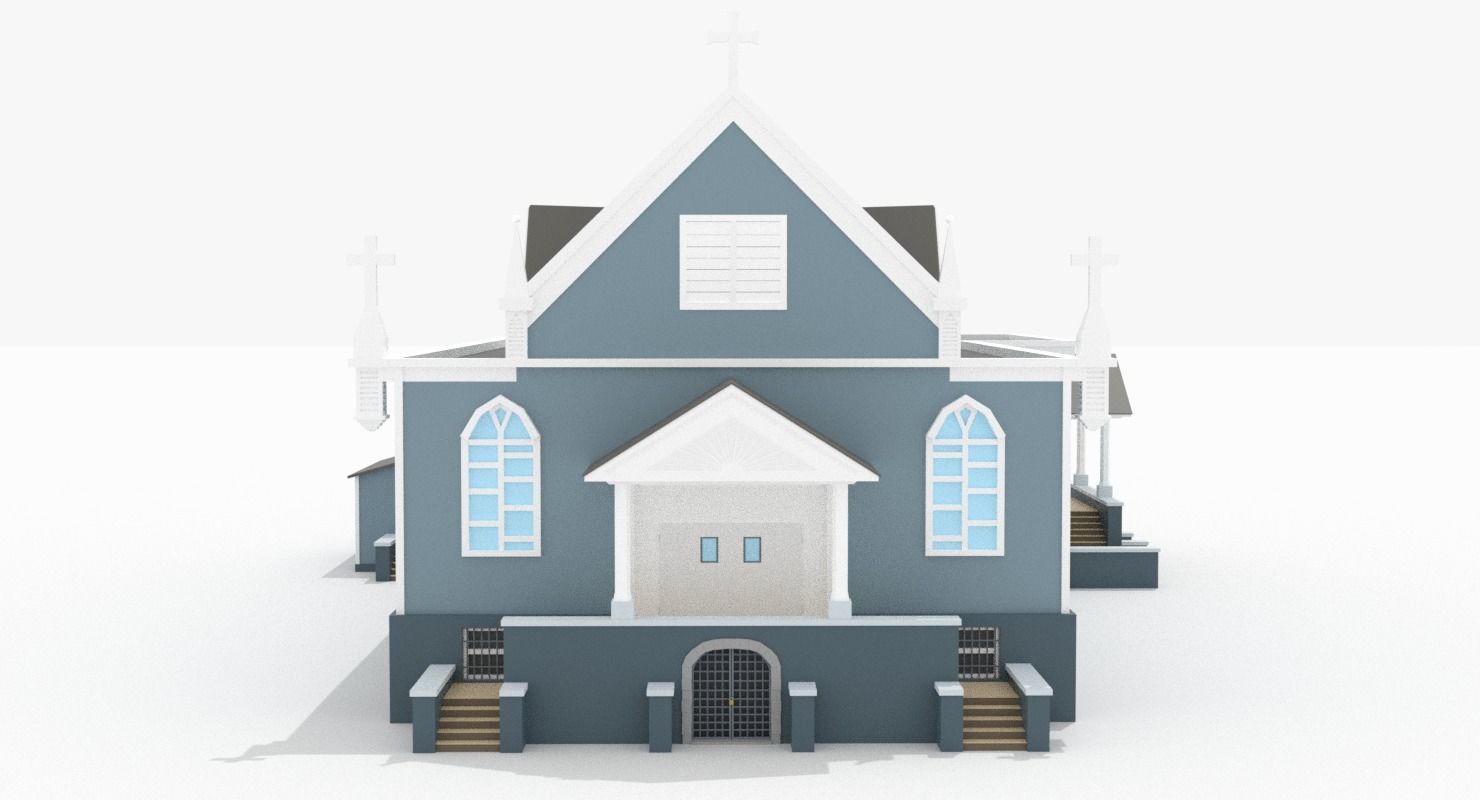 LowPoly Church 01 Low-poly 3D model_5
