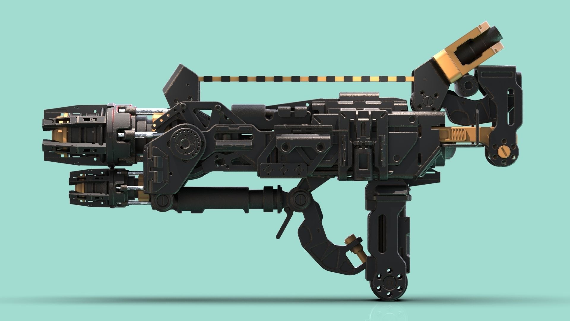 Sci-Fi Gun Crypton the Flame Thrower Low-poly 3D model_2