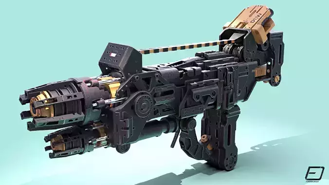 Sci-Fi Gun Crypton the Flame Thrower Low-poly 3D model