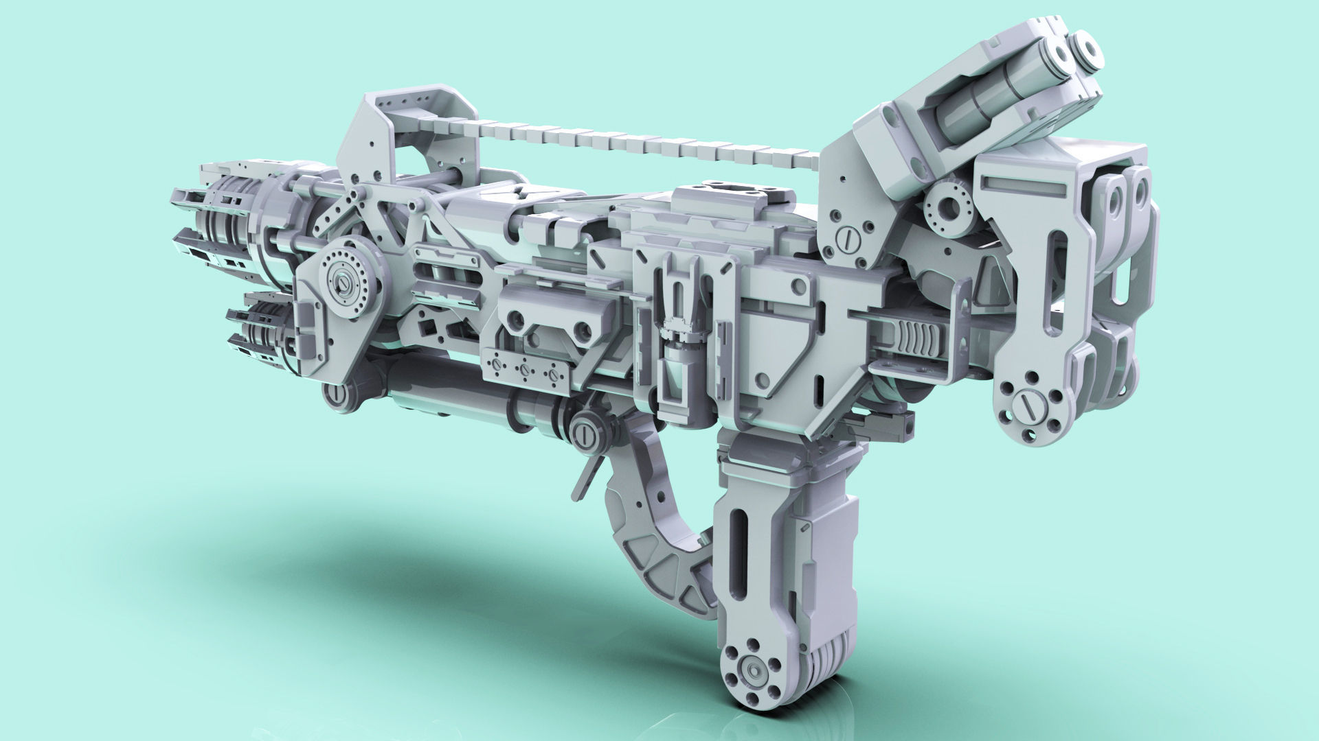 Sci-Fi Gun Crypton the Flame Thrower Low-poly 3D model_6