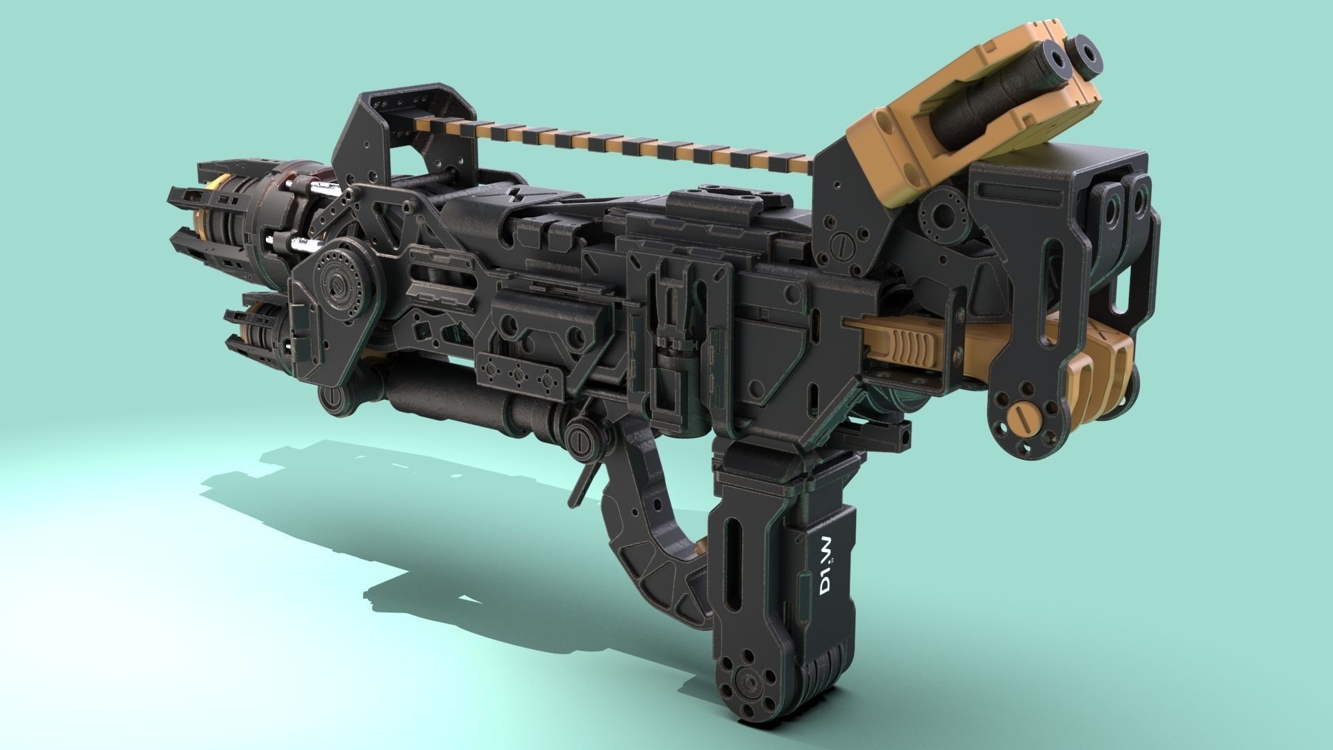 Sci-Fi Gun Crypton the Flame Thrower Low-poly 3D model_1