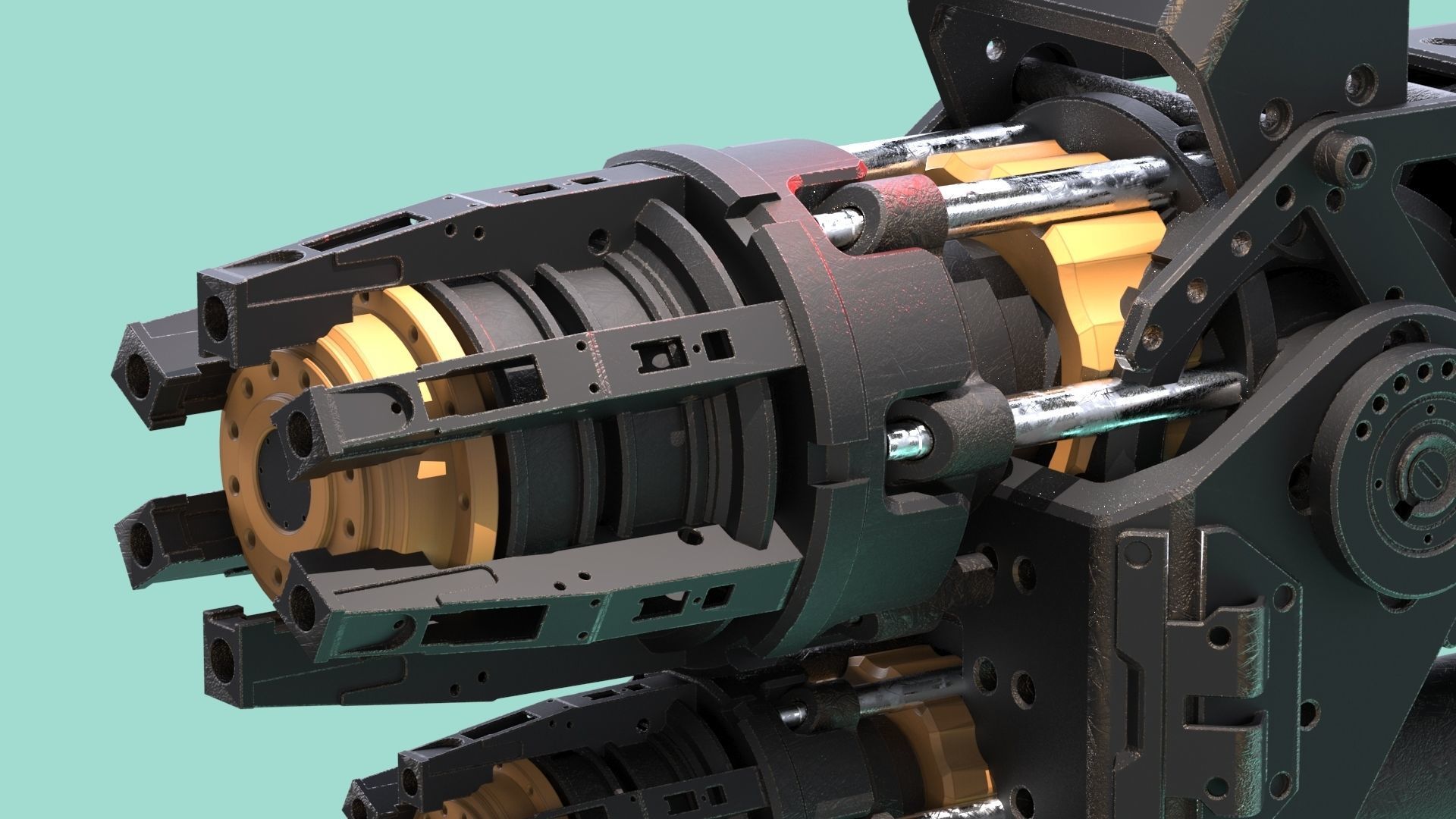 Sci-Fi Gun Crypton the Flame Thrower Low-poly 3D model_3