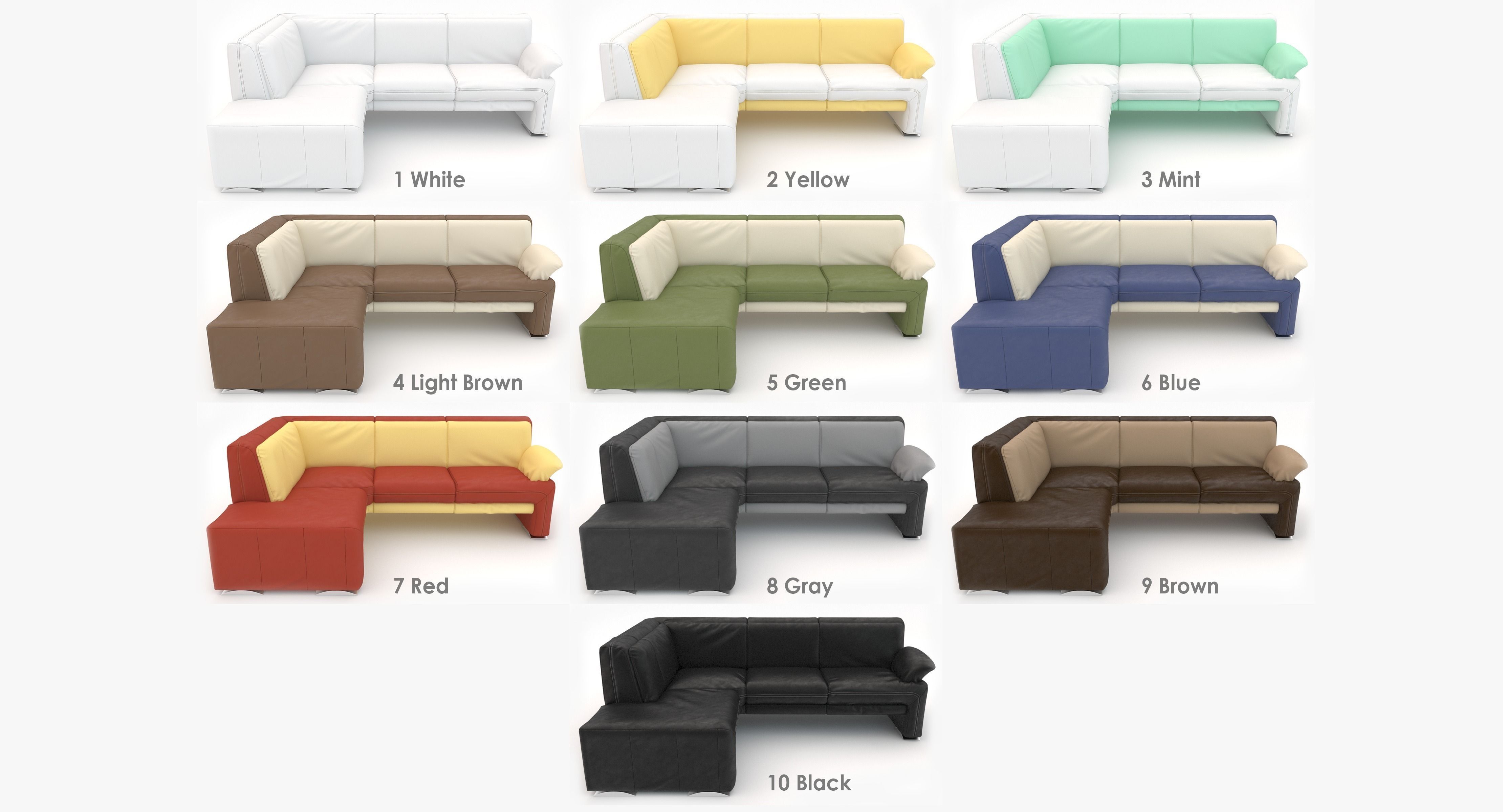 Sectional Sofa Set Deki 3D model_2