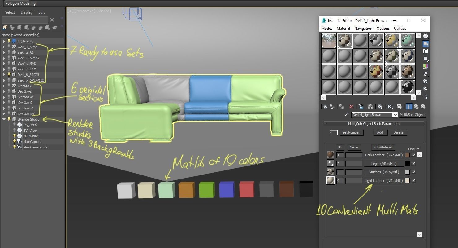 Sectional Sofa Set Deki 3D model_9
