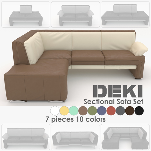 Sectional Sofa Set Deki 3D model