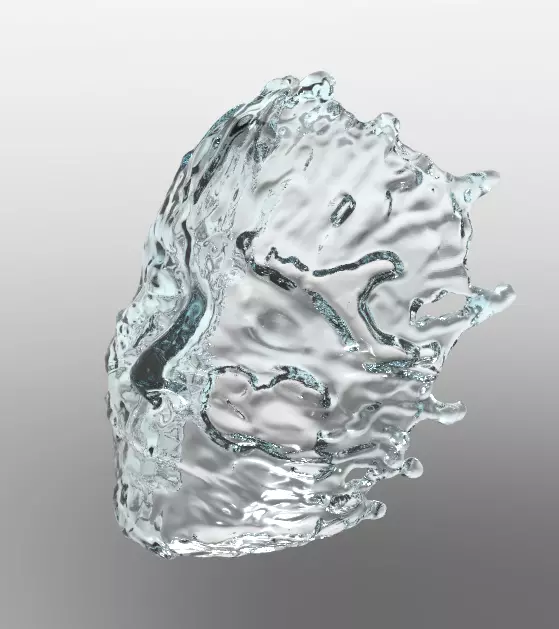 waterface glass skull with water splashes 3D print model_0