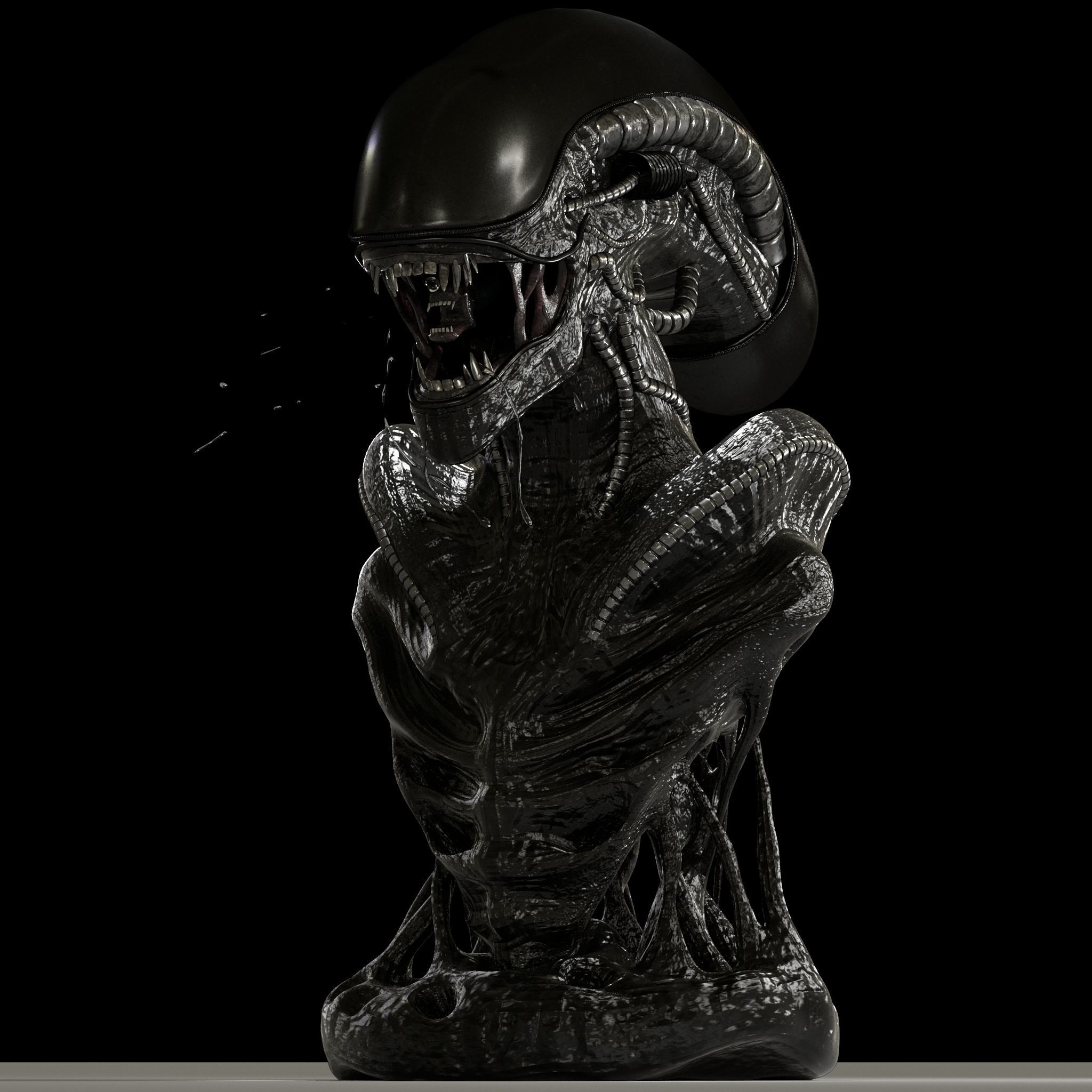 Xenomorph Bust 3D print model_4