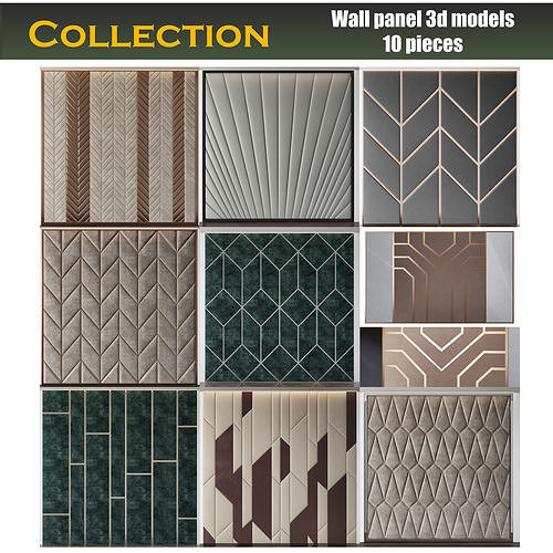 Wall panel 3d models collection 10 pieces 