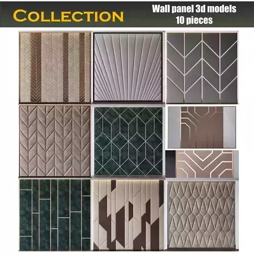 Wall panel 3d models collection 10 pieces 