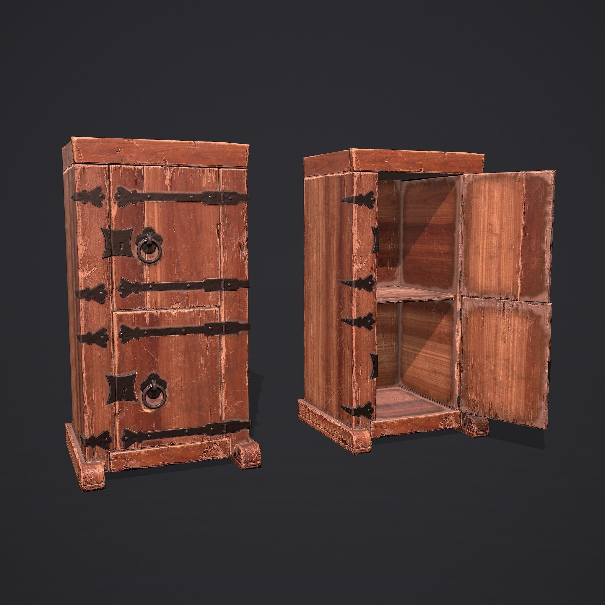 Medieval Style Wardrobe Low-poly 3D model_2