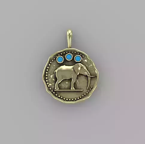 Elephant pendant  ancient coin 