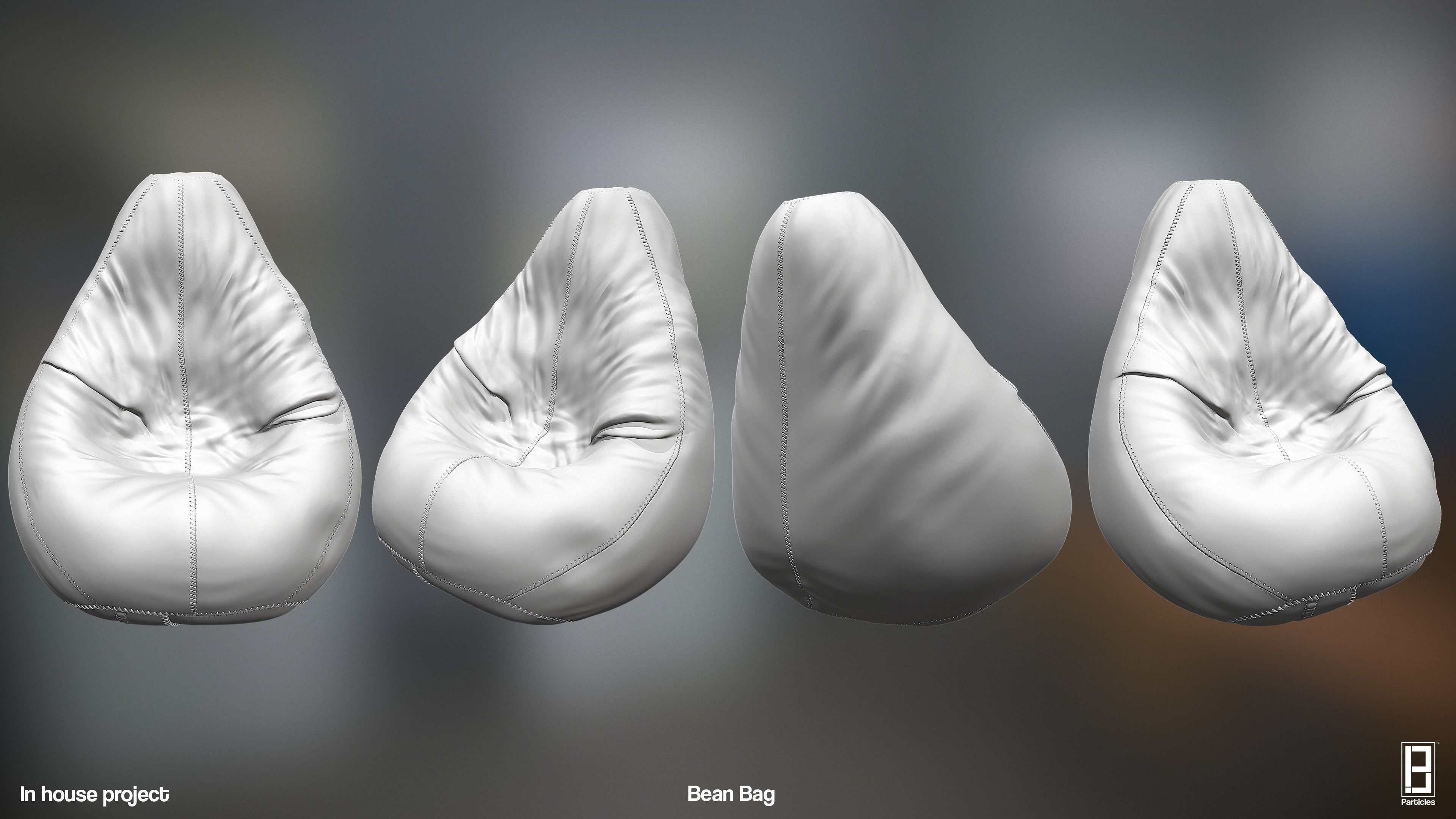 Low-poly Bean Bag Game Ready Asset Low-poly 3D model_6