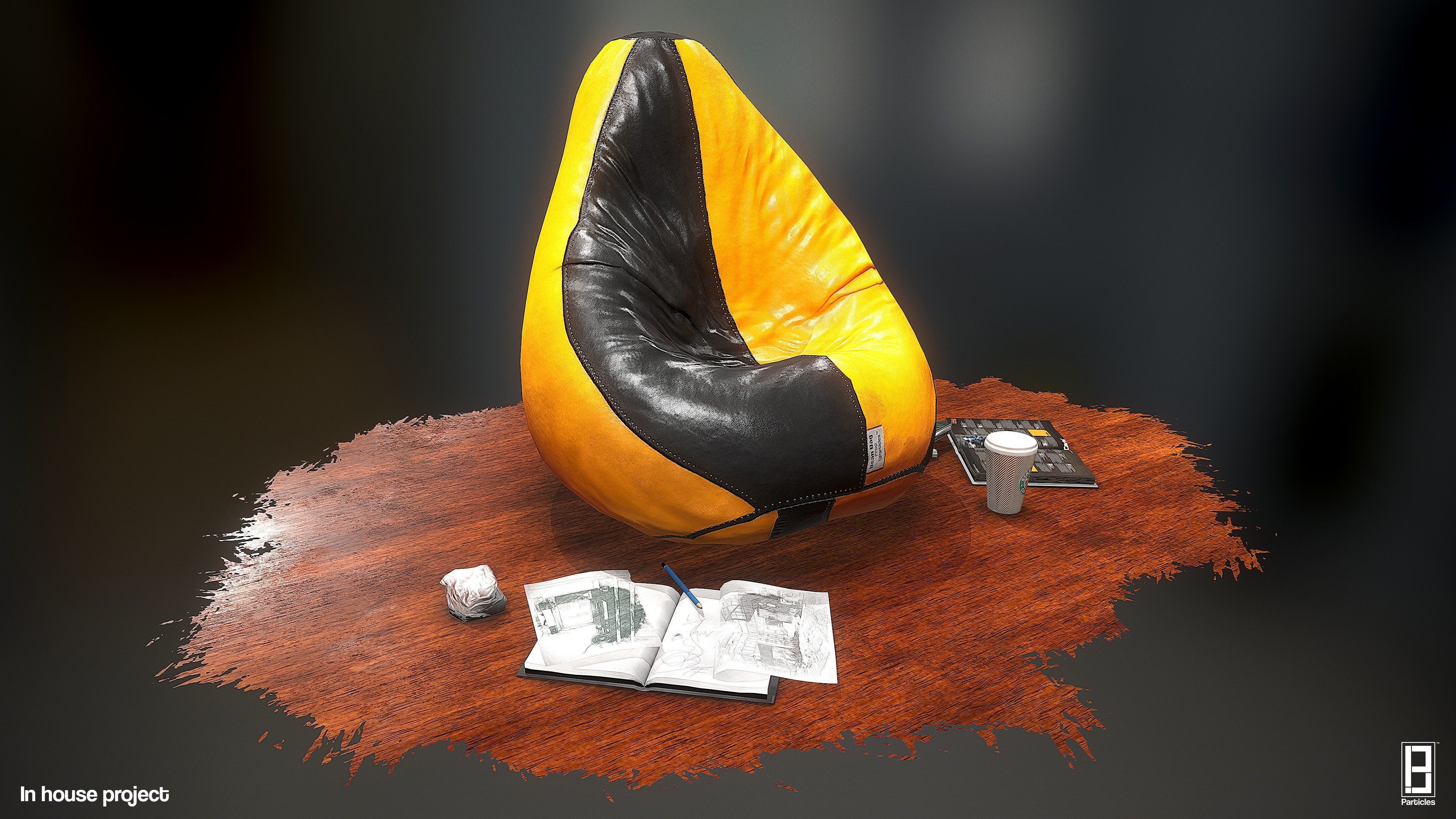 Low-poly Bean Bag Game Ready Asset Low-poly 3D model_4