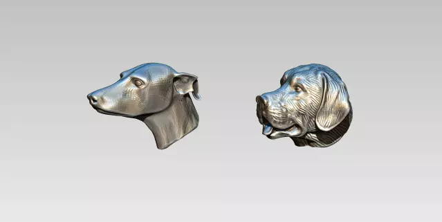 Dog head set of two Realistic Detailed 3D print model