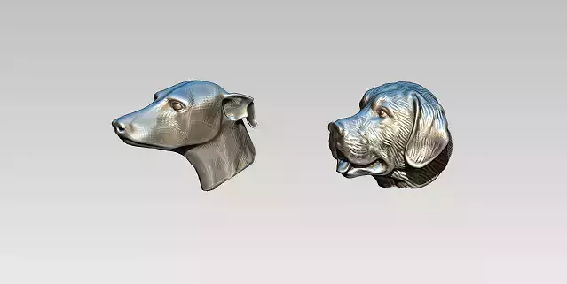 Dog head set of two Realistic Detailed 3D print model