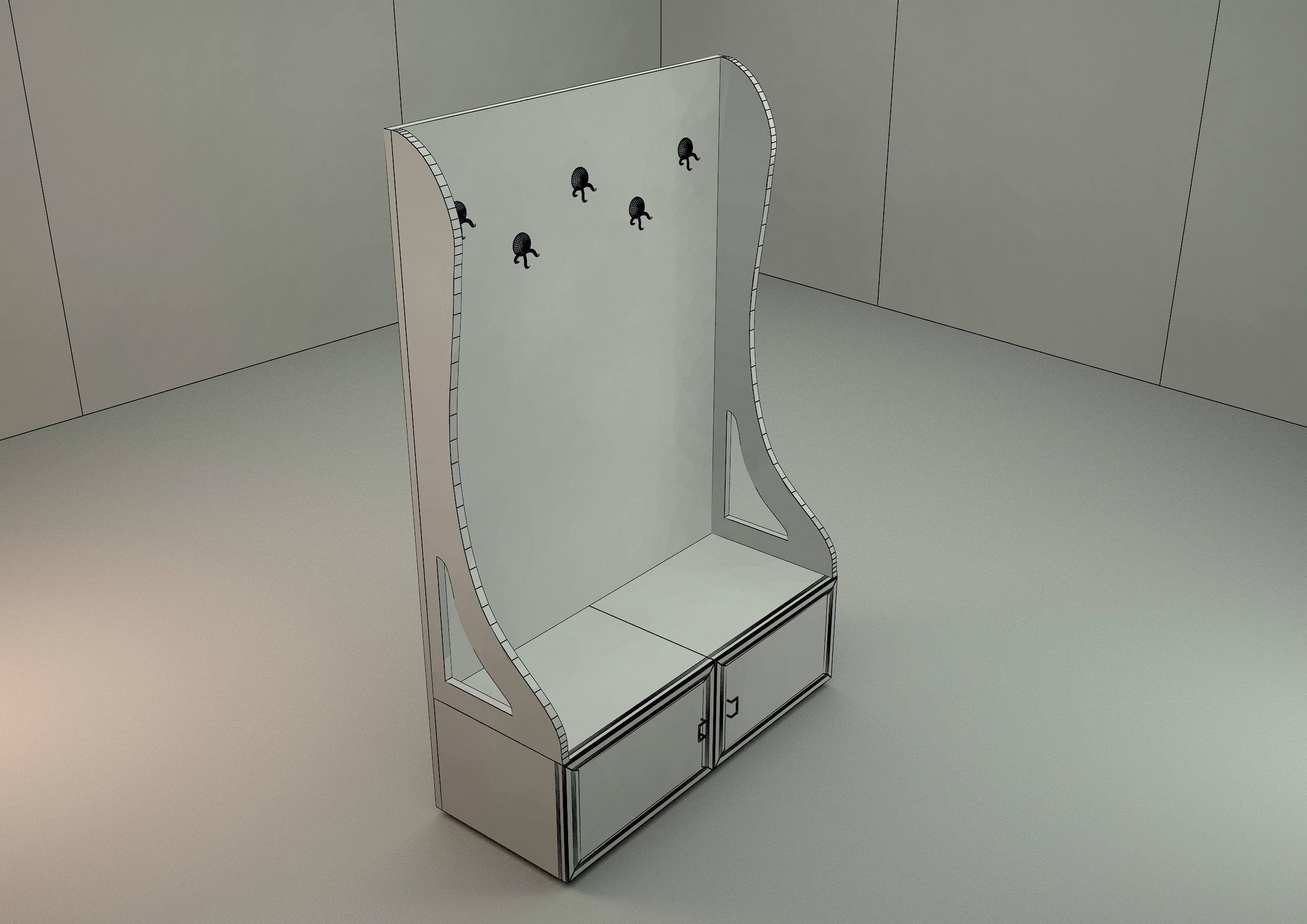  coat hanger-coat stand 3d model with floral pattern 3D model_4